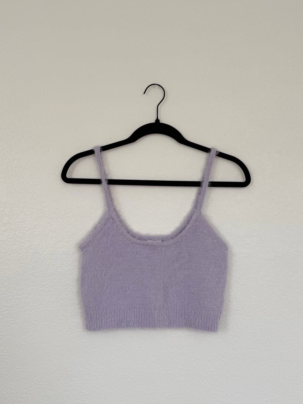 Garage Lilac Fuzzy Knit Crop Tank Top – Size Large
